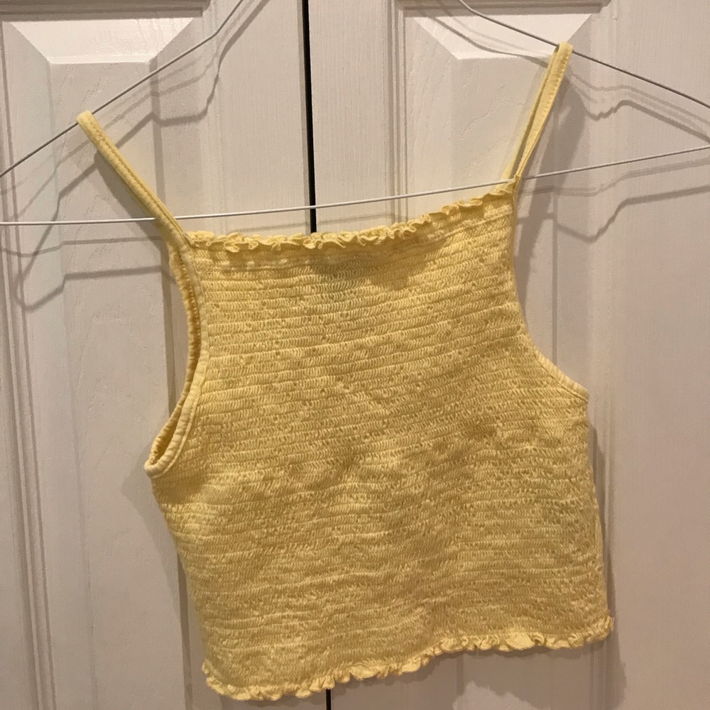 yellow ruffle trim forever 21 tank